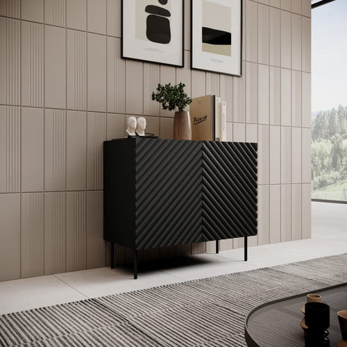 Halmar Credenza con 2 ante Onda Nero