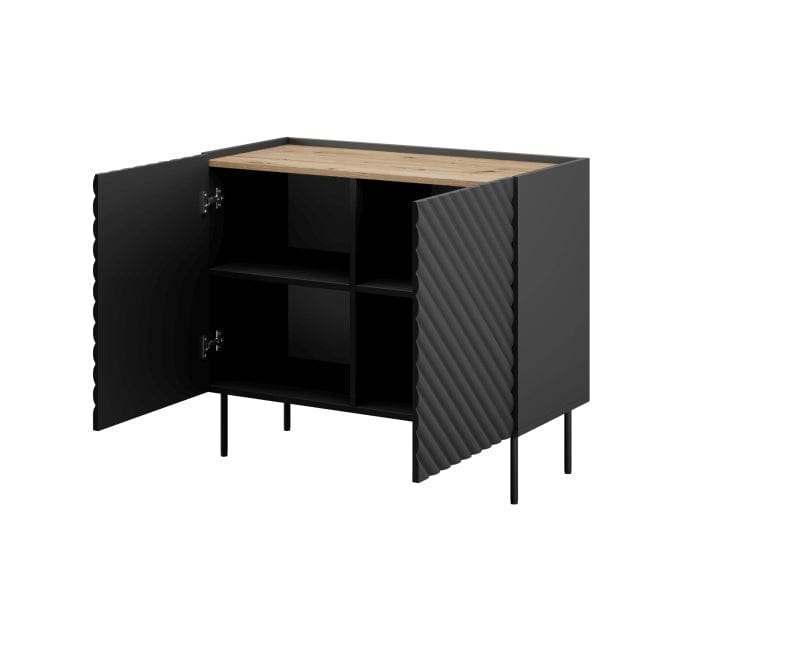 Halmar Credenza con 2 ante Onda Nero