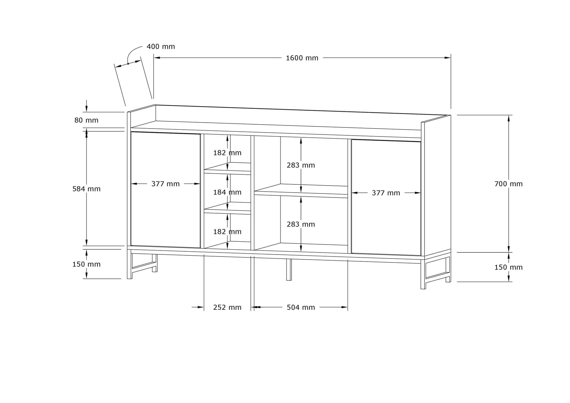 Asir Credenza con 2 ante Vuslat Quercia