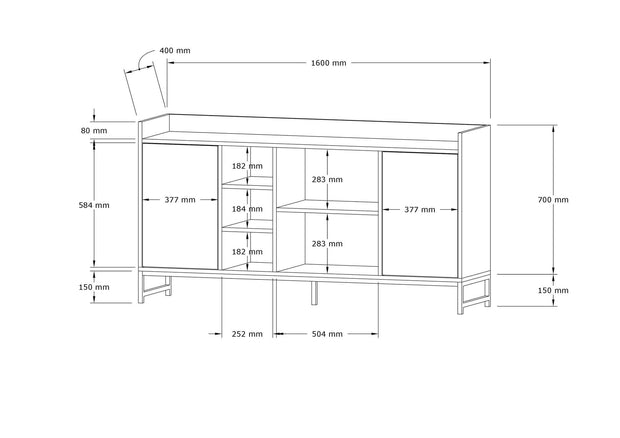 Asir Credenza con 2 ante Vuslat Quercia