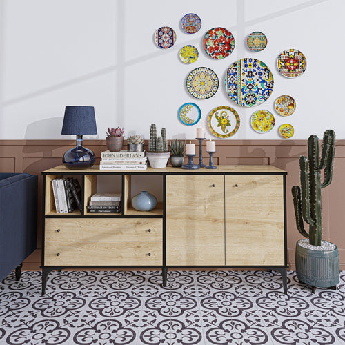 Asir Credenza con 2 cassetti e 2 ante Elegan Quercia