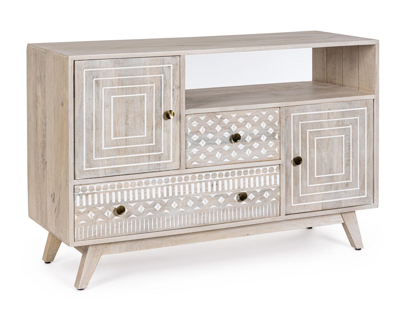 Bizzotto Credenza con 2 cassetti e 2 ante Indira Naturale