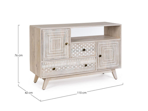 Bizzotto Credenza con 2 cassetti e 2 ante Indira Naturale