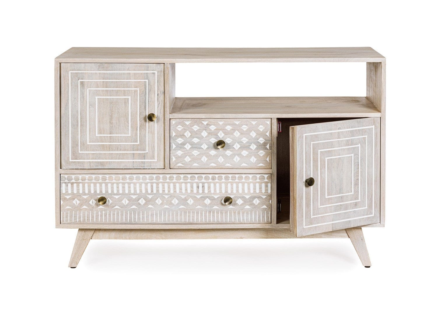 Bizzotto Credenza con 2 cassetti e 2 ante Indira Naturale