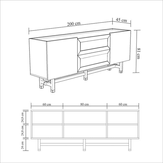 Asir Credenza con 2 cassetti e 2 ante Madison Quercia