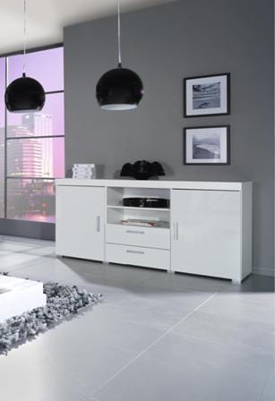 Halmar Credenza con 2 cassetti e 2 ante Samba Bianco