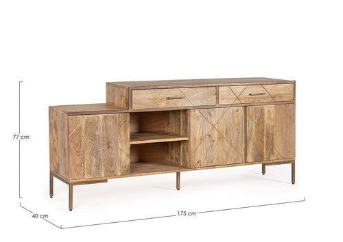 Bizzotto Credenza con 2 cassetti e 3 ante Jaidev Naturale
