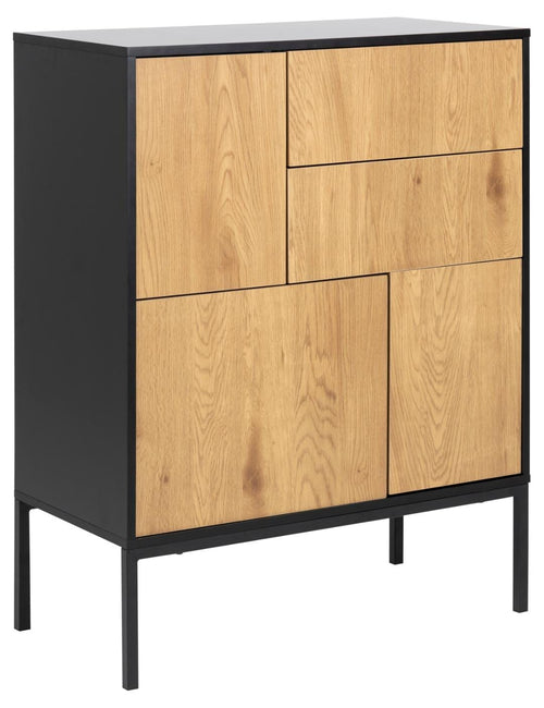 Actona Credenza con 2 cassetti e 3 ante Seaford Nero