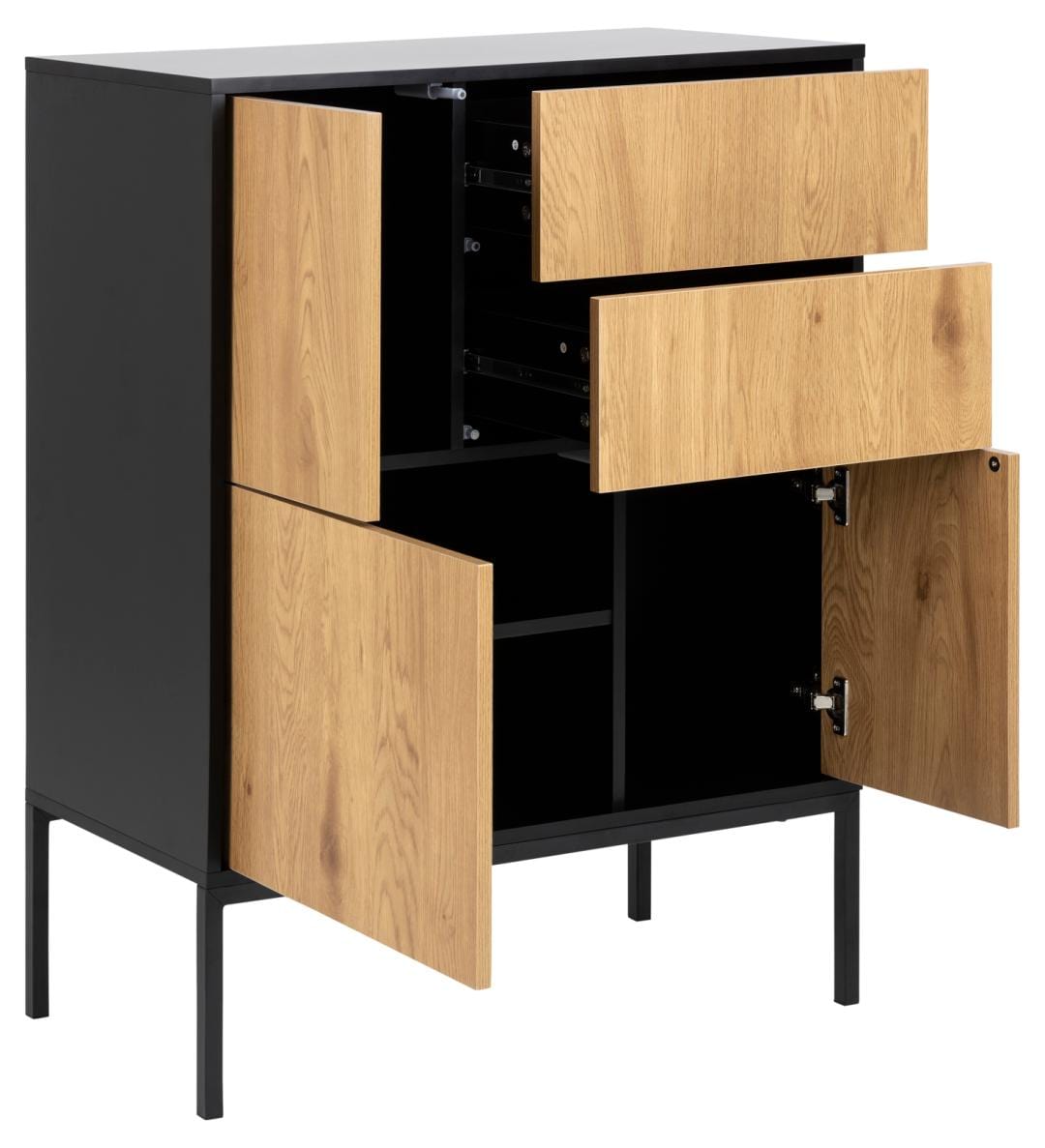 Actona Credenza con 2 cassetti e 3 ante Seaford Nero