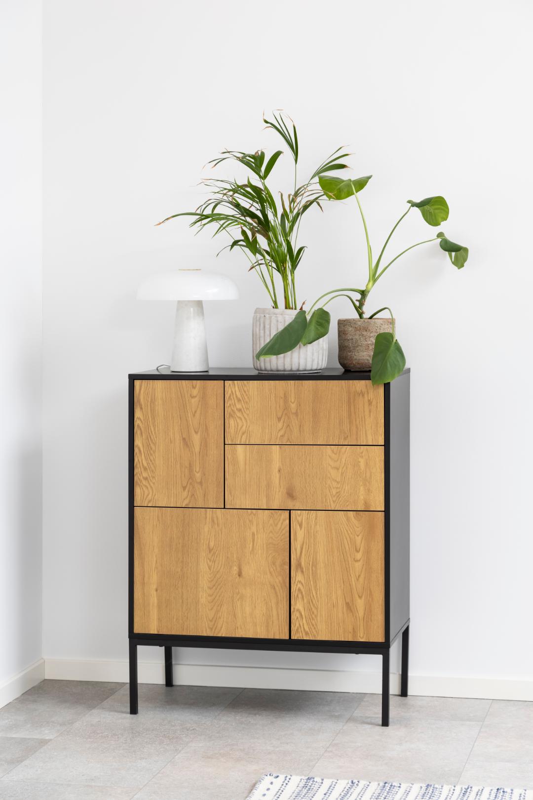Actona Credenza con 2 cassetti e 3 ante Seaford Nero