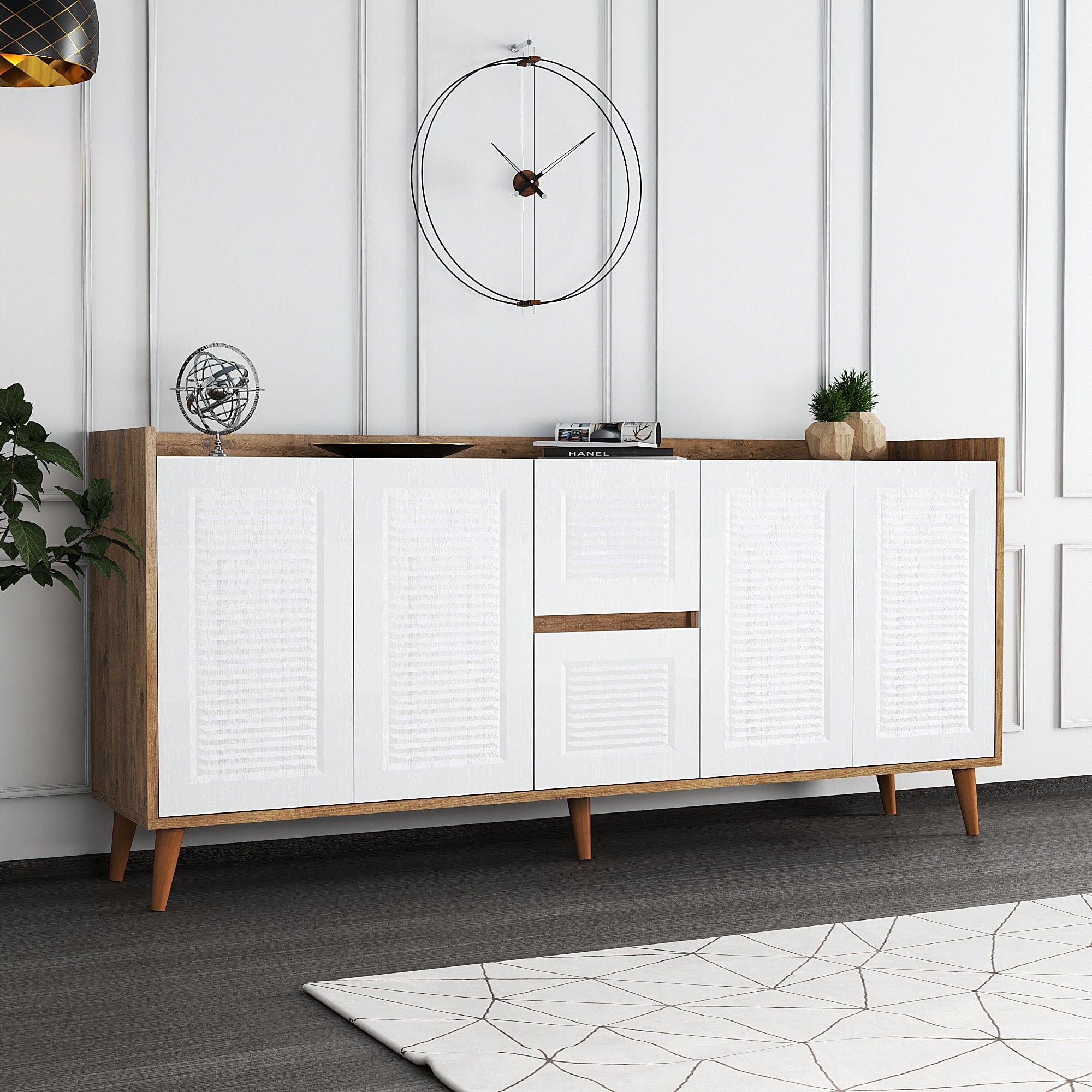 Asir Credenza con 2 cassetti e 4 ante Sidelya 4 Bianco