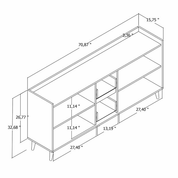 Asir Credenza con 2 cassetti e 4 ante Sidelya 4 Bianco