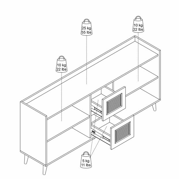 Asir Credenza con 2 cassetti e 4 ante Sidelya 4 Bianco