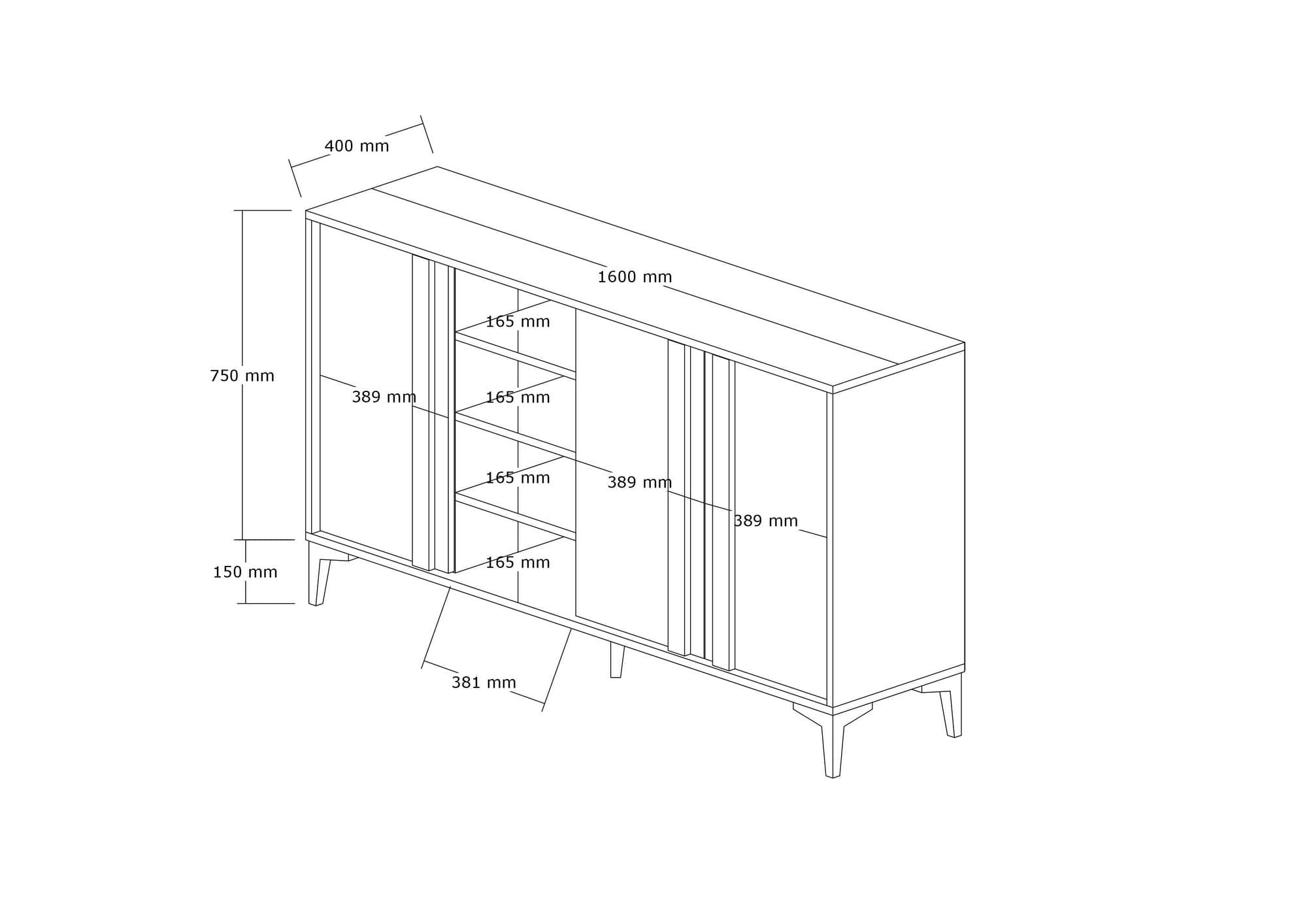 Asir Credenza con 3 ante Dora Naturale