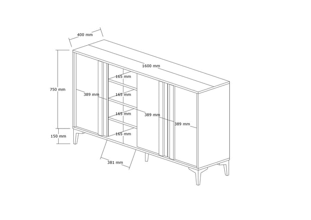 Asir Credenza con 3 ante Dora Naturale