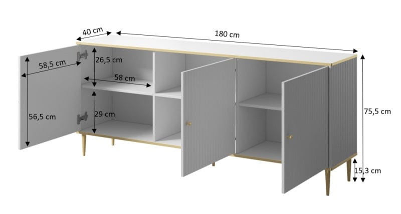 Halmar Credenza con 3 ante Glamour Nero