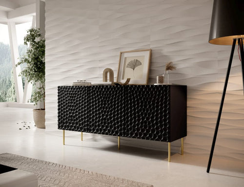 Halmar Credenza con 3 ante Hole Nero