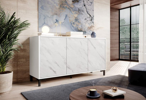 Halmar Credenza con 3 ante Marmo Bianco