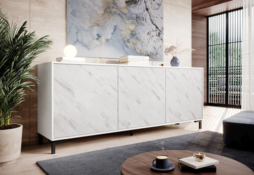 Halmar Credenza con 3 ante Marmo Bianco