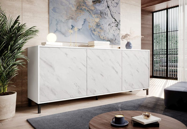 Halmar Credenza con 3 ante Marmo Bianco