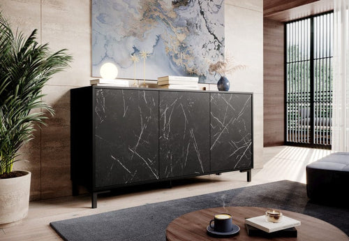 Halmar Credenza con 3 ante Marmo Nero