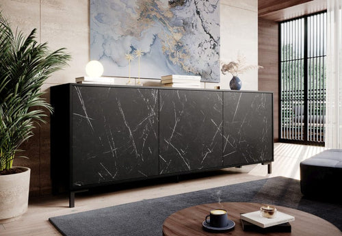 Halmar Credenza con 3 ante Marmo Nero