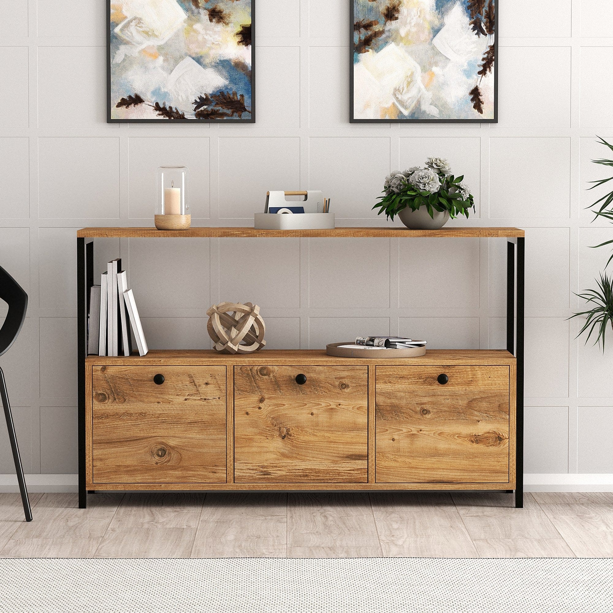 Asir Credenza con 3 ante Nero V2 Noce