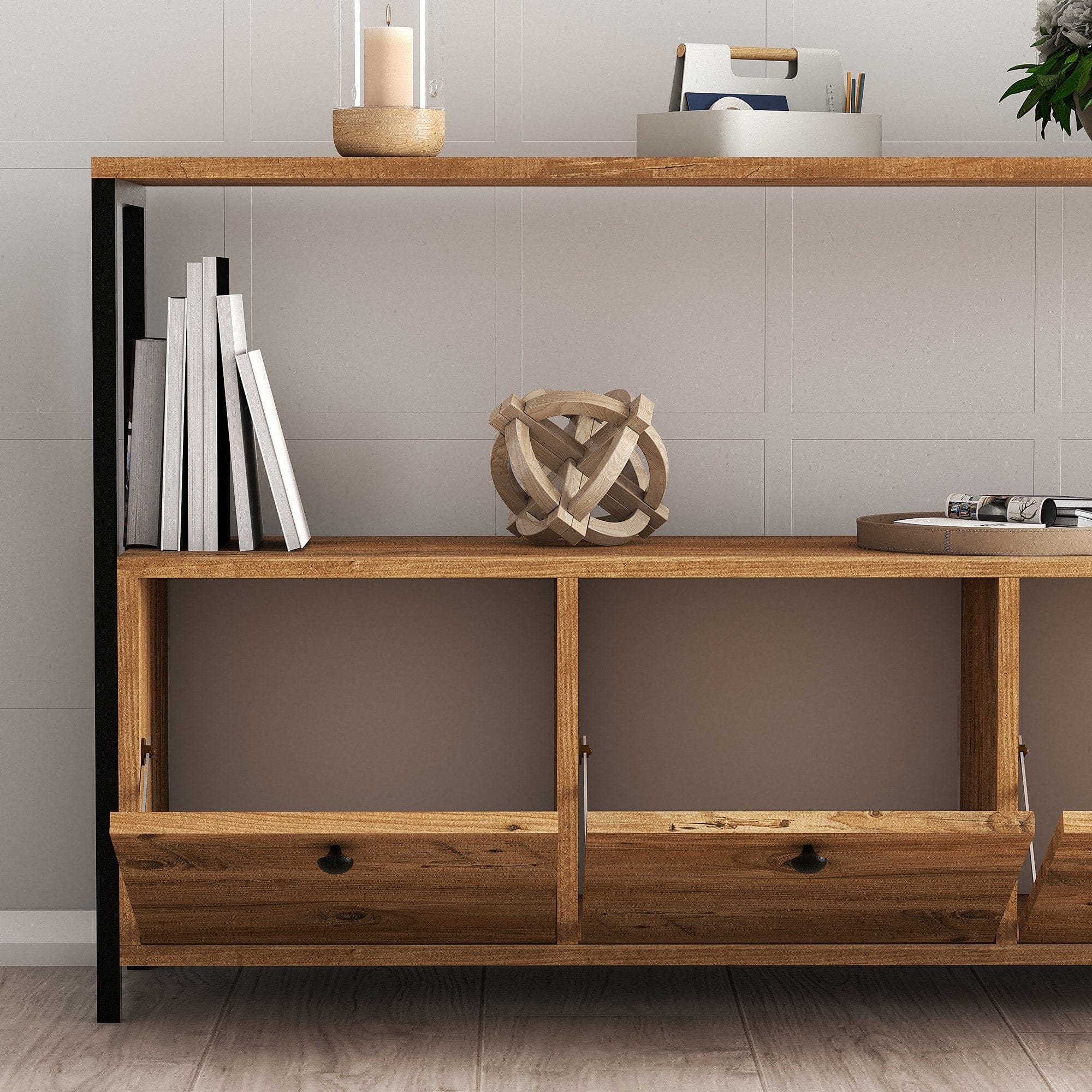 Asir Credenza con 3 ante Nero V2 Noce