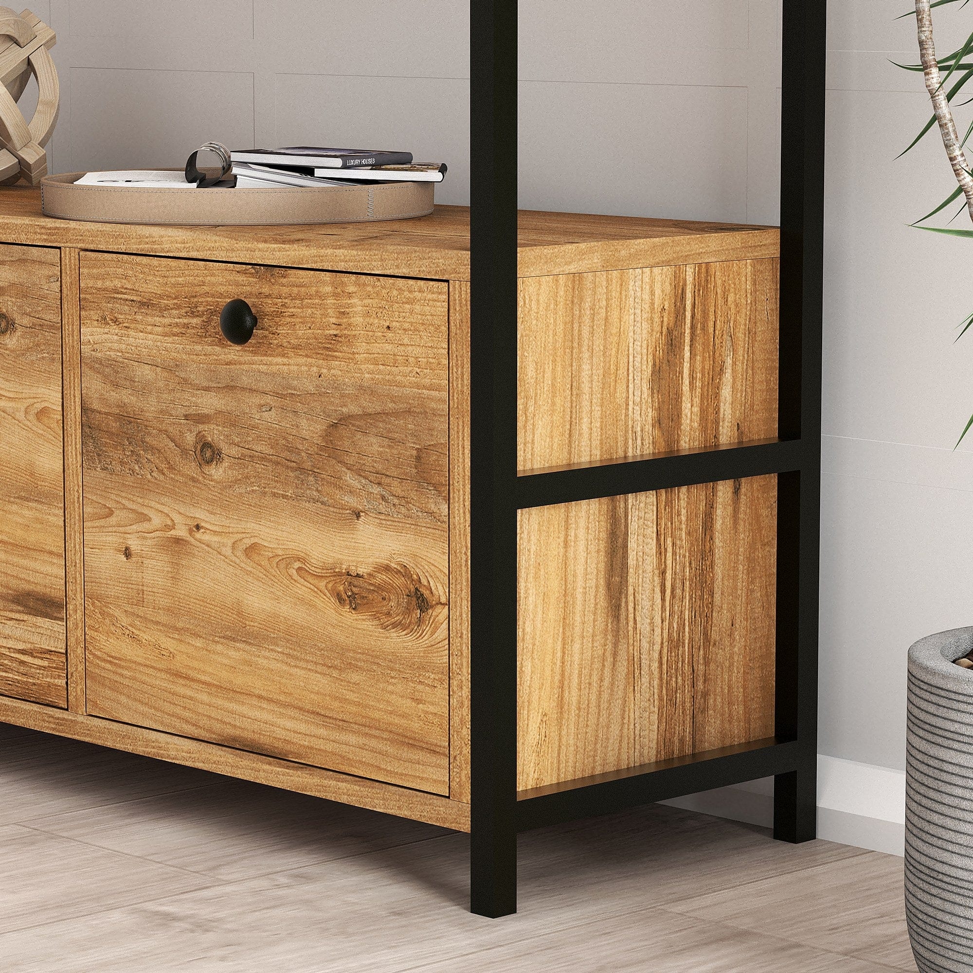 Asir Credenza con 3 ante Nero V2 Noce