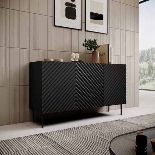 Halmar Credenza con 3 ante Onda Nero