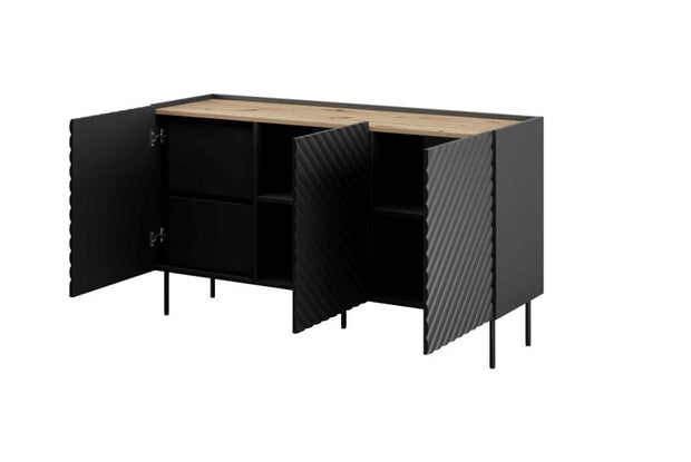Halmar Credenza con 3 ante Onda Nero