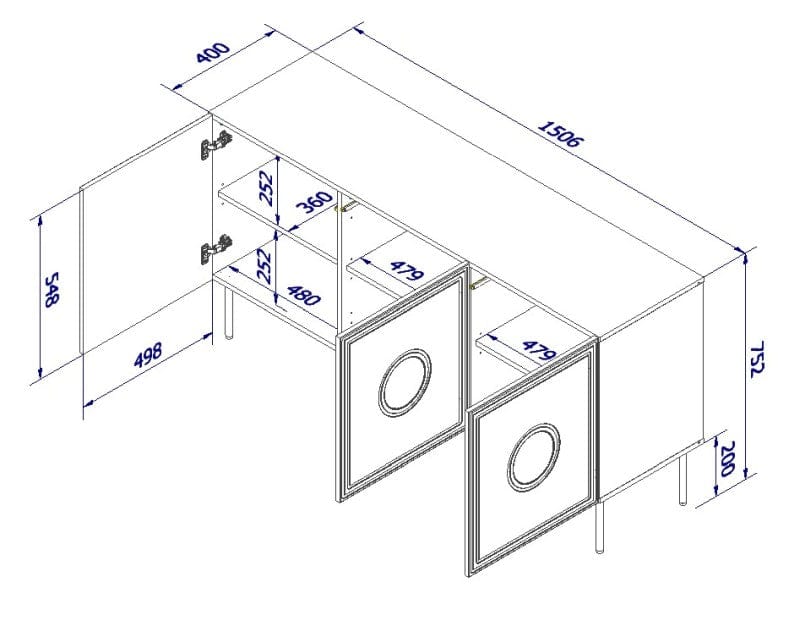 Halmar Credenza con 3 ante Palazzo Nero