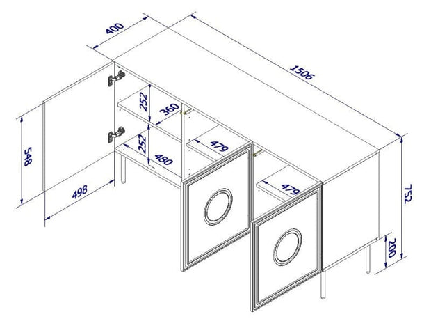 Halmar Credenza con 3 ante Palazzo Nero
