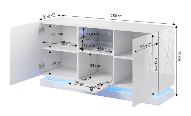 Halmar Credenza con 3 ante Qiu Nero