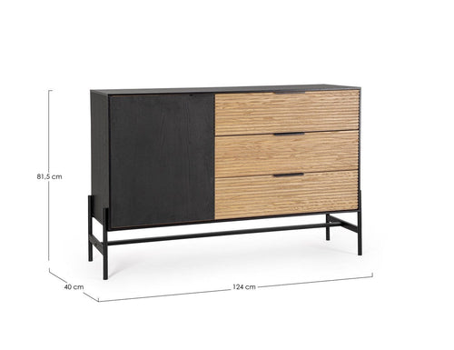 Bizzotto Credenza con 3 cassetti e 1 anta Allycia Nero
