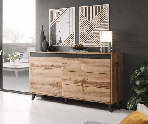 Halmar Credenza con 3 cassetti e 1 anta Nord Quercia