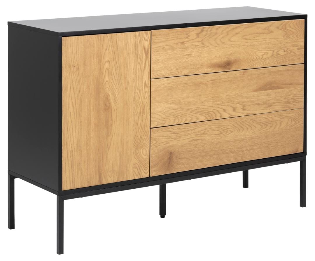 Actona Credenza con 3 cassetti e 1 anta Seaford Nero