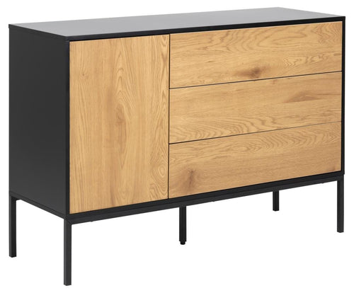 Actona Credenza con 3 cassetti e 1 anta Seaford Nero