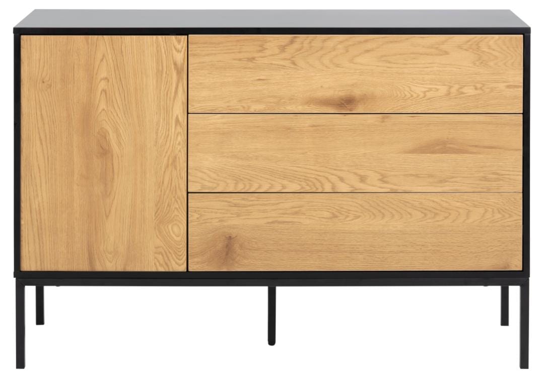 Actona Credenza con 3 cassetti e 1 anta Seaford Nero