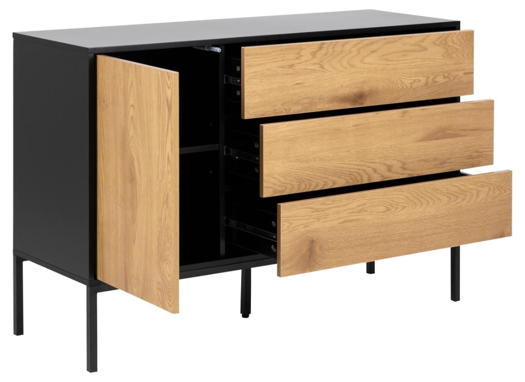 Actona Credenza con 3 cassetti e 1 anta Seaford Nero