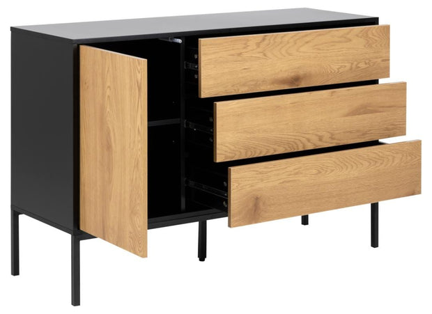 Actona Credenza con 3 cassetti e 1 anta Seaford Nero