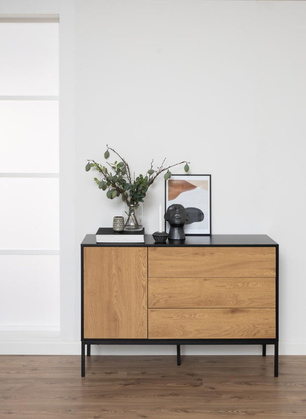 Actona Credenza con 3 cassetti e 1 anta Seaford Nero