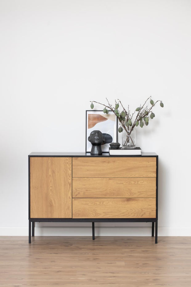 Actona Credenza con 3 cassetti e 1 anta Seaford Nero