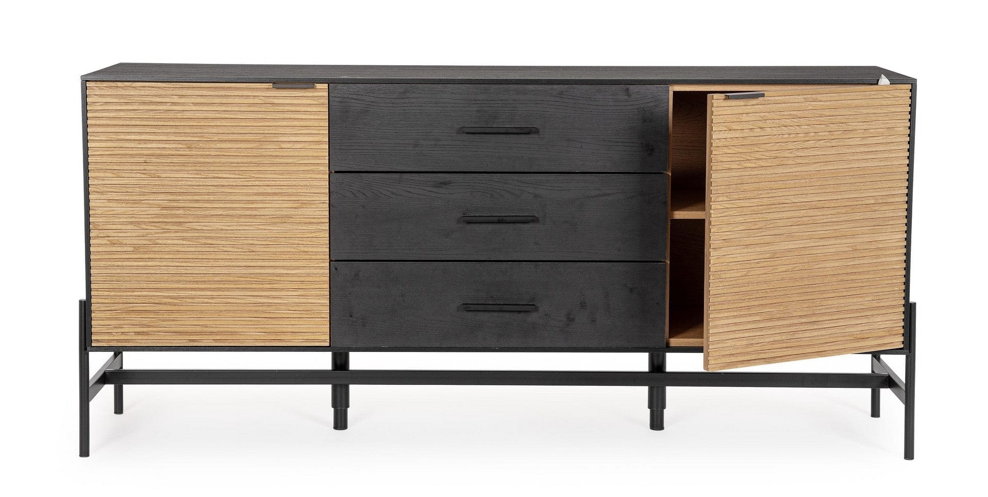 Bizzotto Credenza con 3 cassetti e 2 ante Allycia Nero