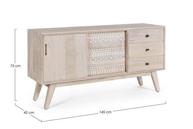 Bizzotto Credenza con 3 cassetti e 2 ante Indira Naturale