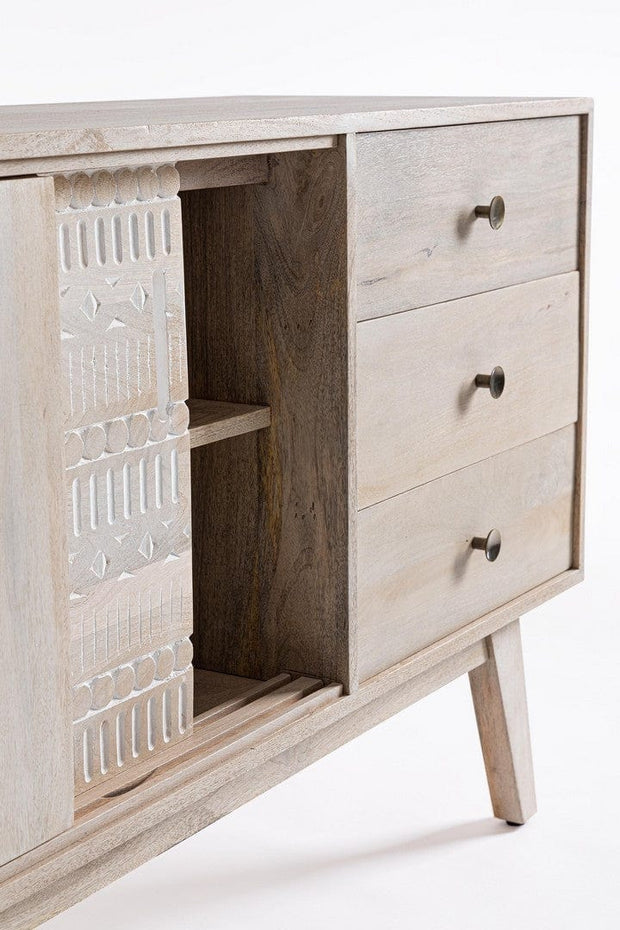 Bizzotto Credenza con 3 cassetti e 2 ante Indira Naturale