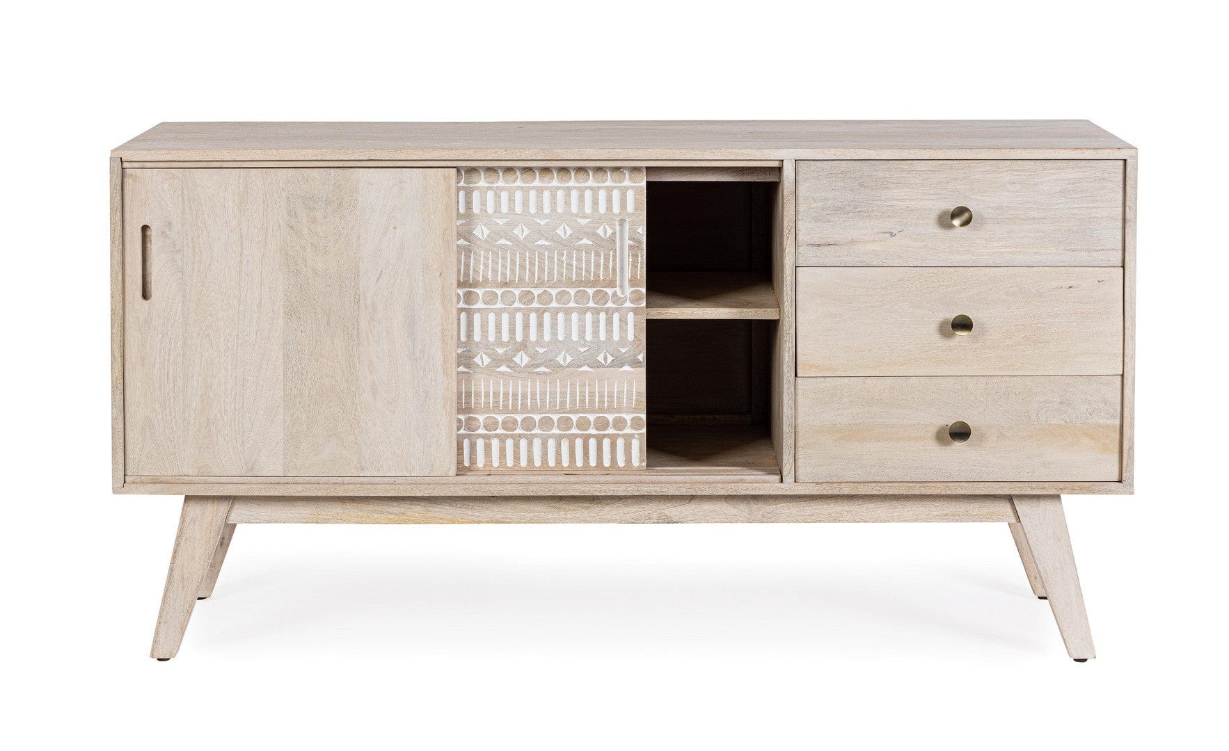 Bizzotto Credenza con 3 cassetti e 2 ante Indira Naturale