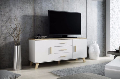 Halmar Credenza con 3 cassetti e 2 ante Lotta Bianco