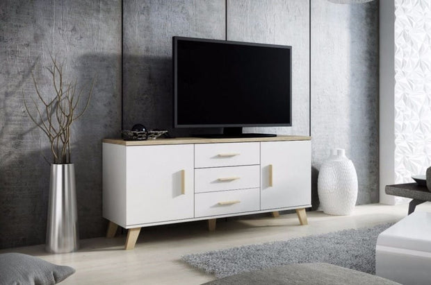 Halmar Credenza con 3 cassetti e 2 ante Lotta Bianco