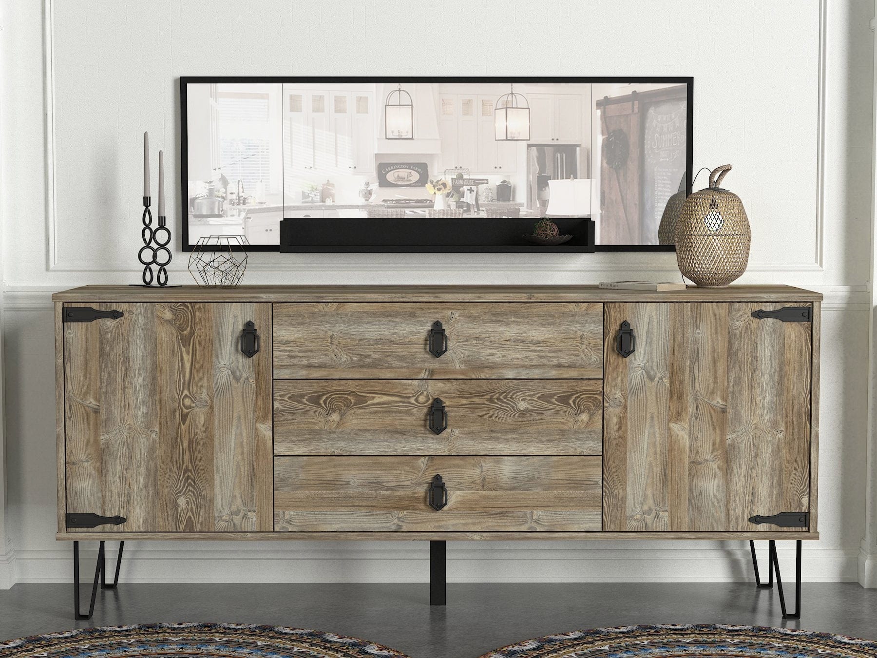 Asir Credenza con 3 cassetti e 2 ante Patik Naturale